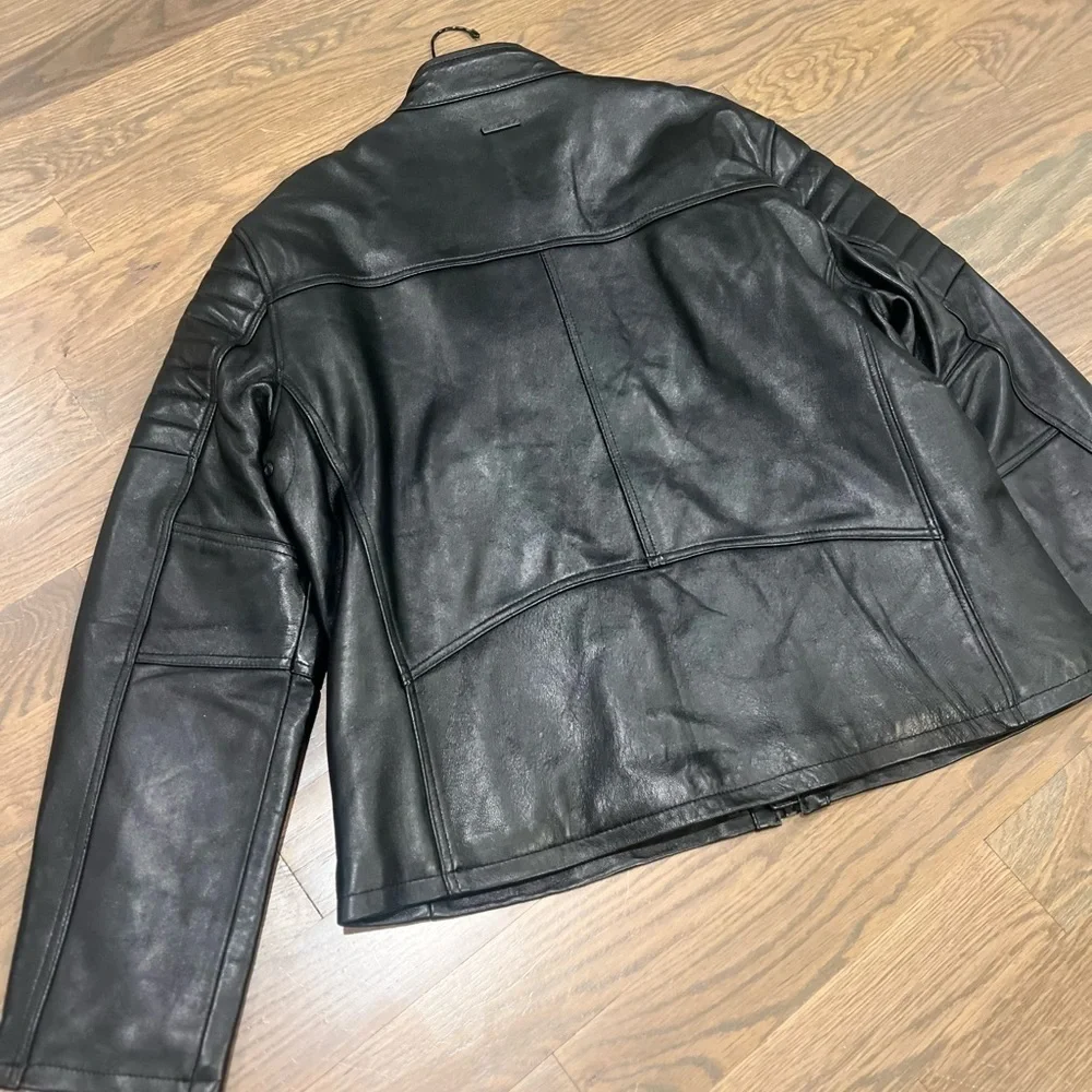 NWT William Rast Real Genuine Leather bomber jacket Black Biker XL Trace Ayala - Picture 9 of 9